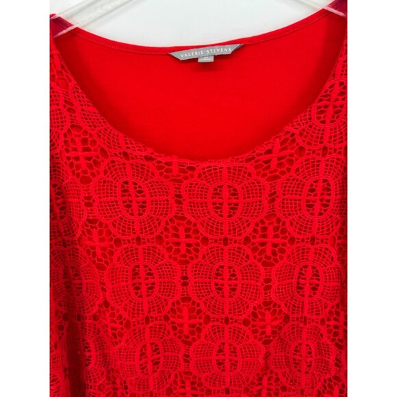 Valerie Stevens Fiery Red Plus Size 2X Crochet Lace Fringe Top NWT - Picture 3 of 12